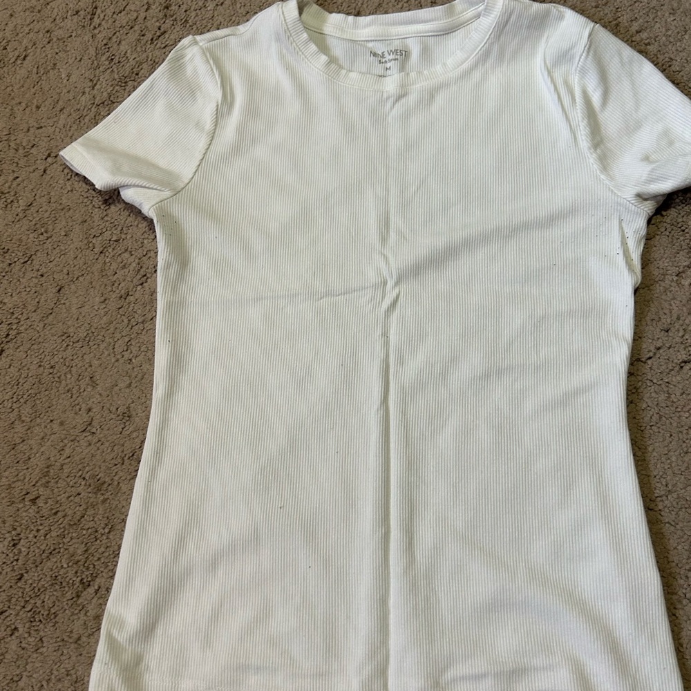 Nine West Ribbed Short Sleeve Top